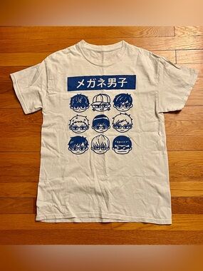 Guys in Glasses Anime T-shirt, Women’s Size M